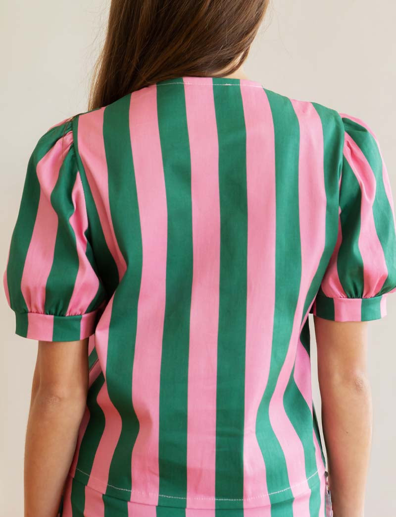 Pink and green striped blouse Orela
