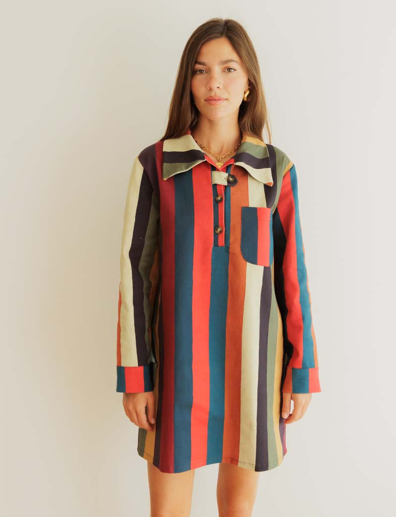 Robe à rayures multicolores Mavi