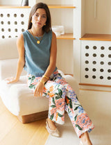 Jean blanc fleuri 3 Jony
