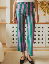 Jean à rayures violettes & vertes Roby