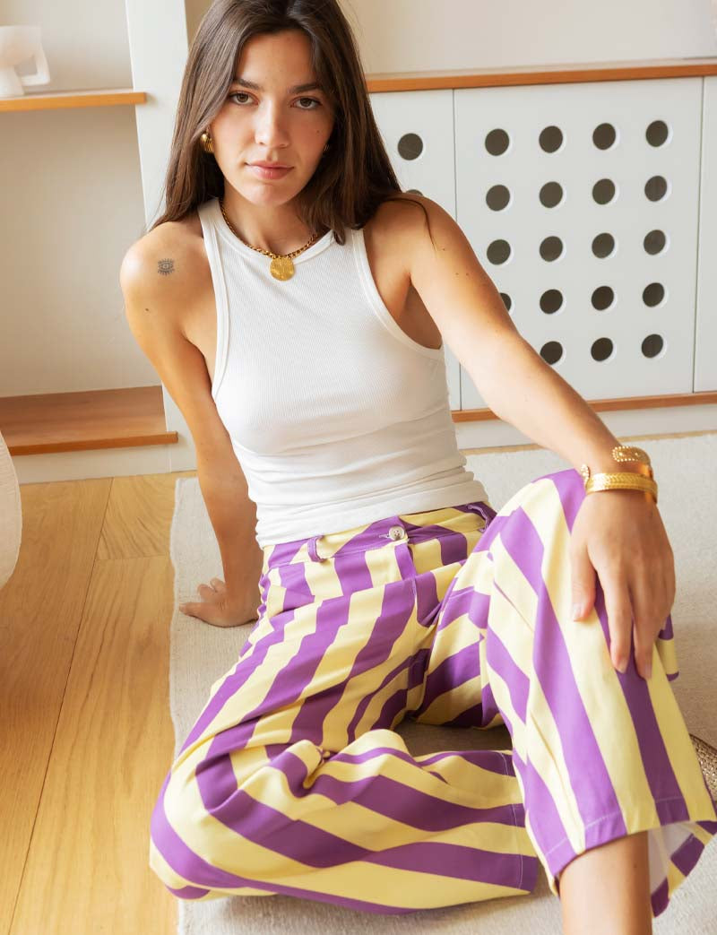Jean à rayures jaunes & violettes Barel