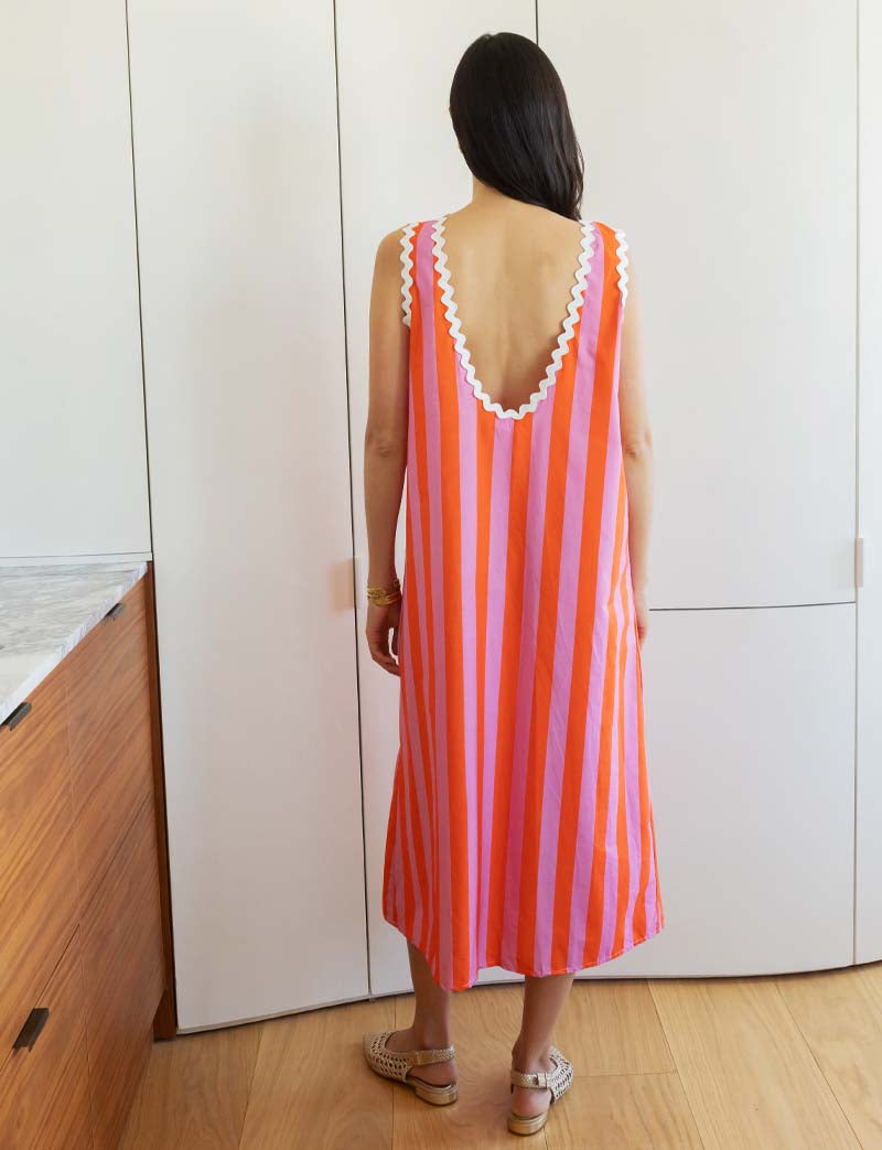 Vestido de rayas rosas y naranjas Juana