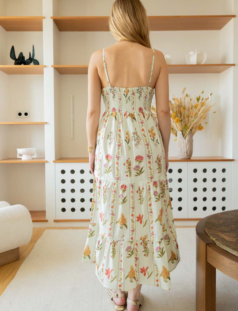 Vestido écru y flores Dina