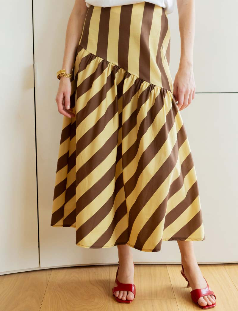 Yellow & chocolate Moki skirt