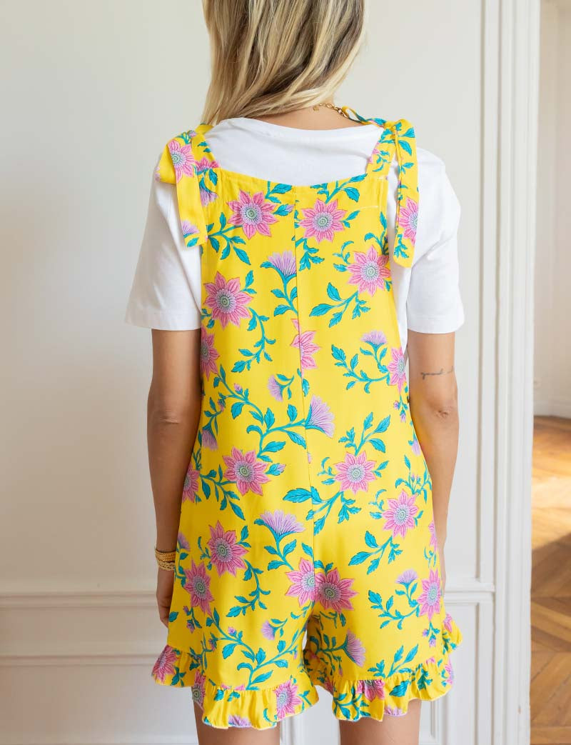 Salopette jaune fleurie Elba