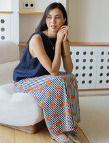 Navy striped skirt with strawberries Yvelle