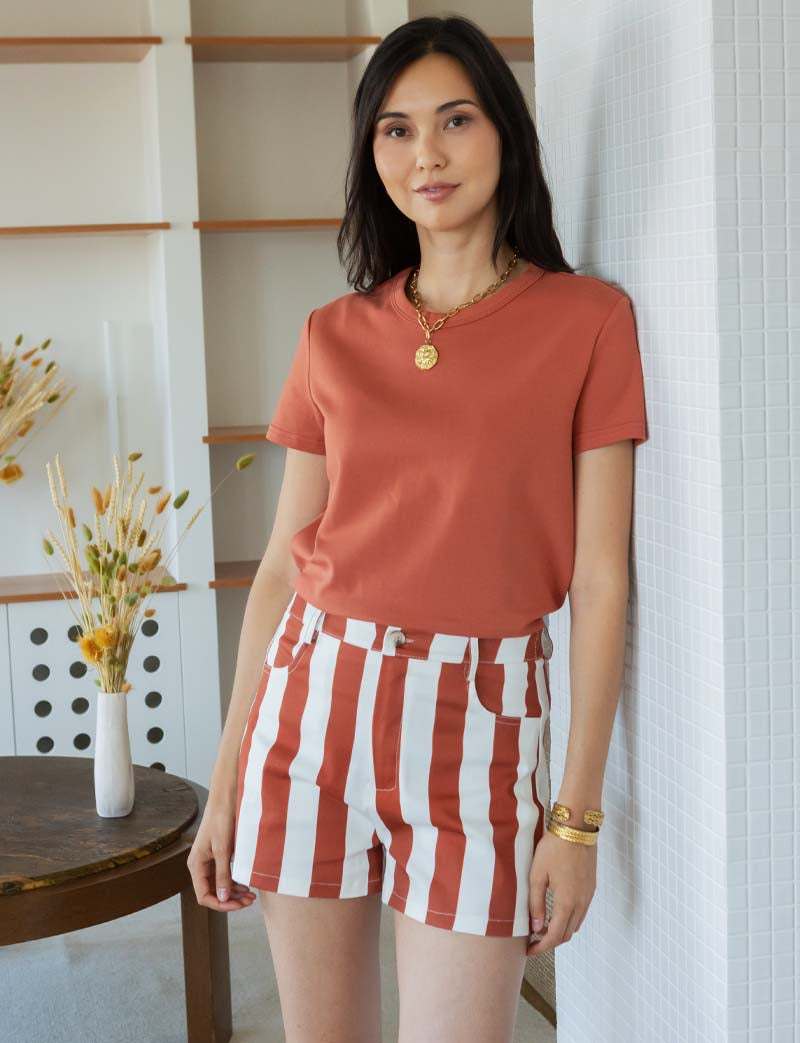 Terracotta striped shorts Kevy