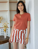 Terracotta striped shorts Kevy