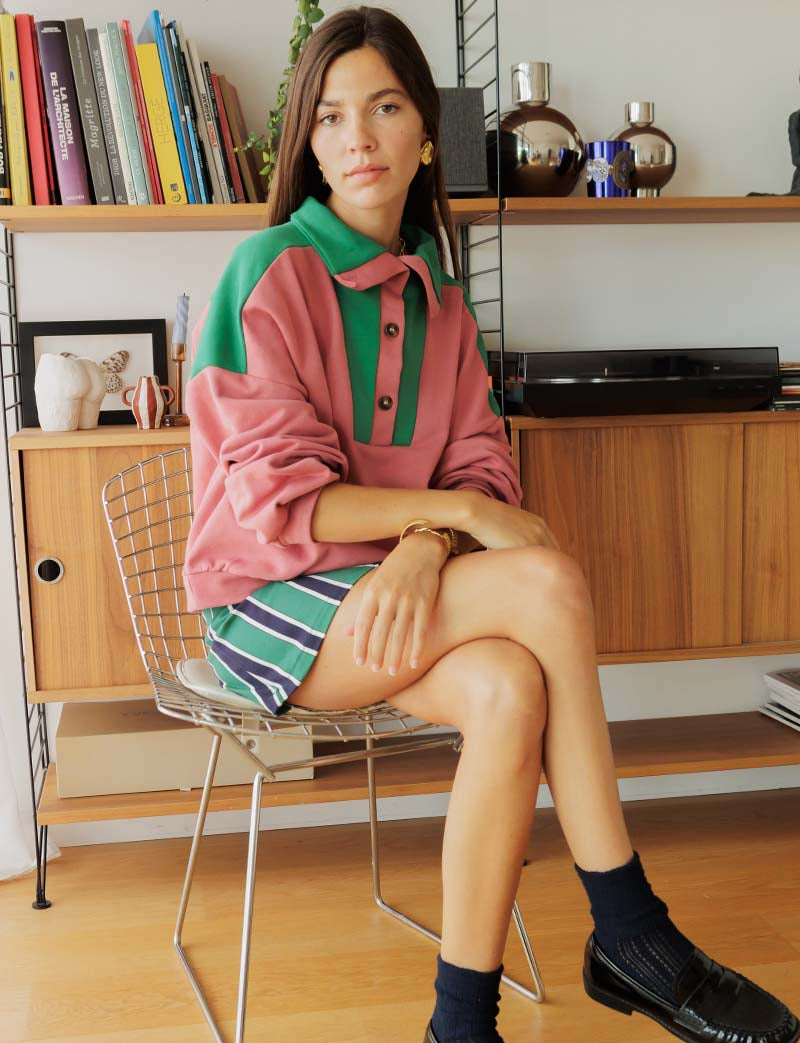 Jones blush & green sweatshirt