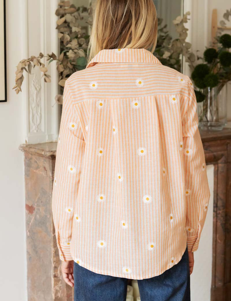 Orange striped shirt & Eloy Daisies