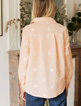 Chemise à rayures oranges & Marguerites Eloy