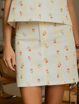 Yellow striped & floral Suki skirt