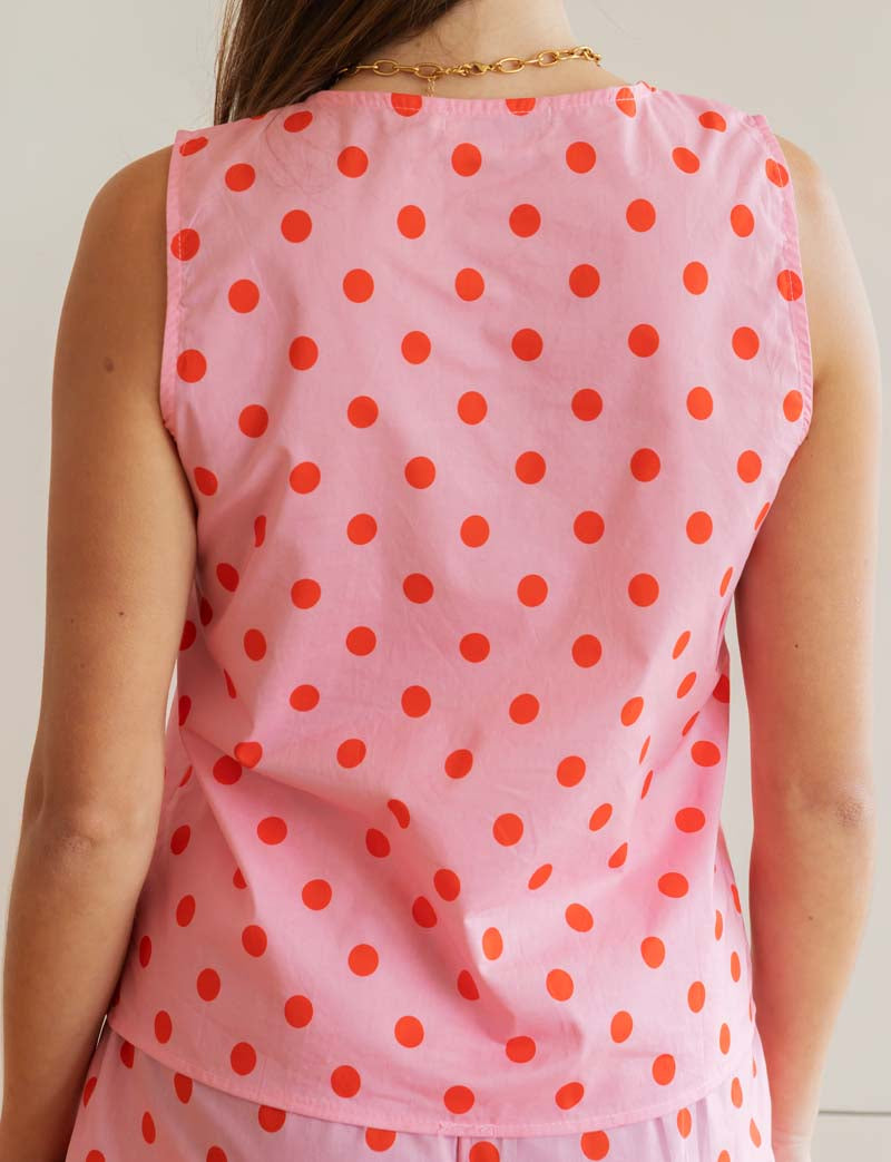 Top rose à pois rouges Lya