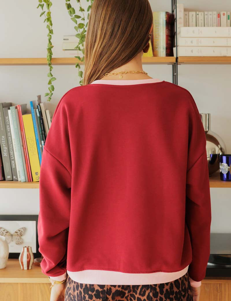 Bordeaux and pink Paris sweatshirt