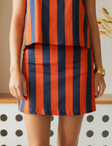 Jupe à rayures marine & orange Hely