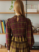 Palomy plum & olive checked blouse