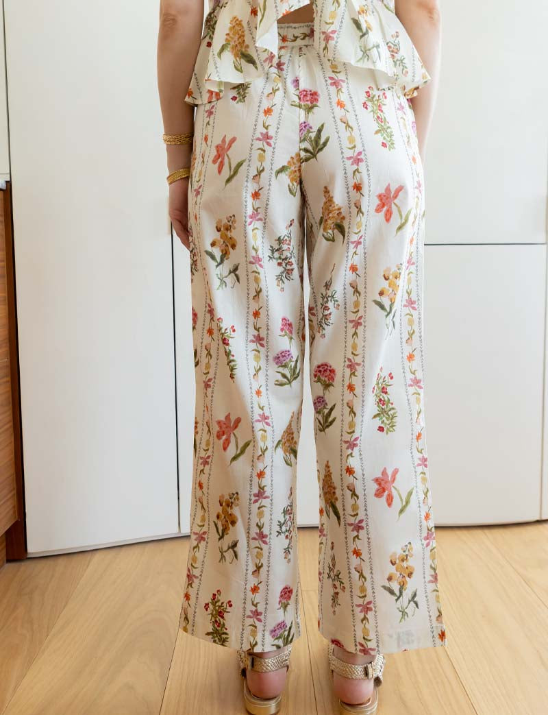 Pantalon écru & fleurs Martis
