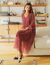 Robe bordeaux & fleurs Maeva