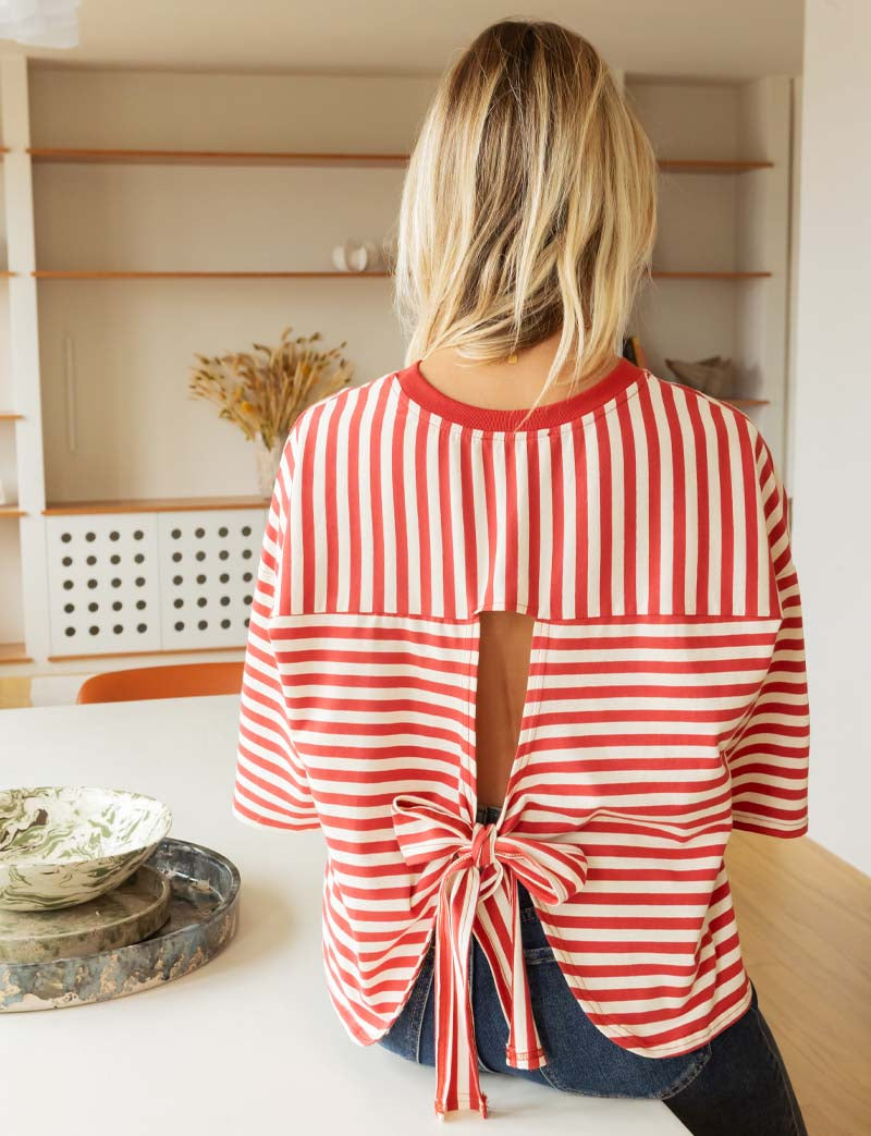 Terracotta striped T-shirt Rawan