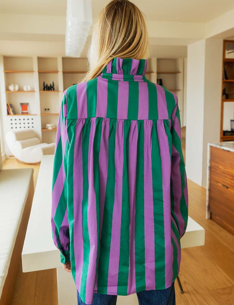Chemise violette & verte Gustava