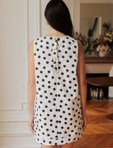 Robe blanche à pois noirs Rini