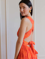Robe orange fleurie Carmela