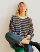 Pull choco, denim & jaune Mendi