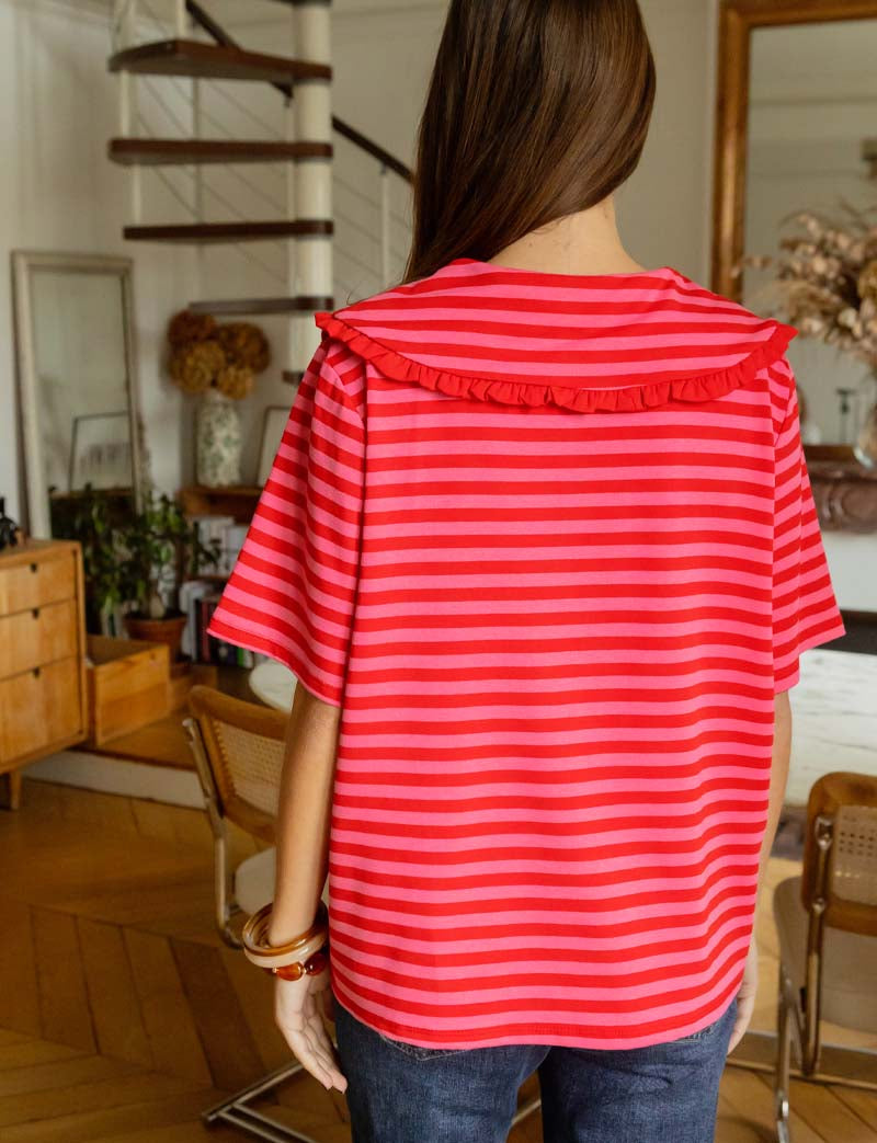 Camiseta roja y rosa Popi