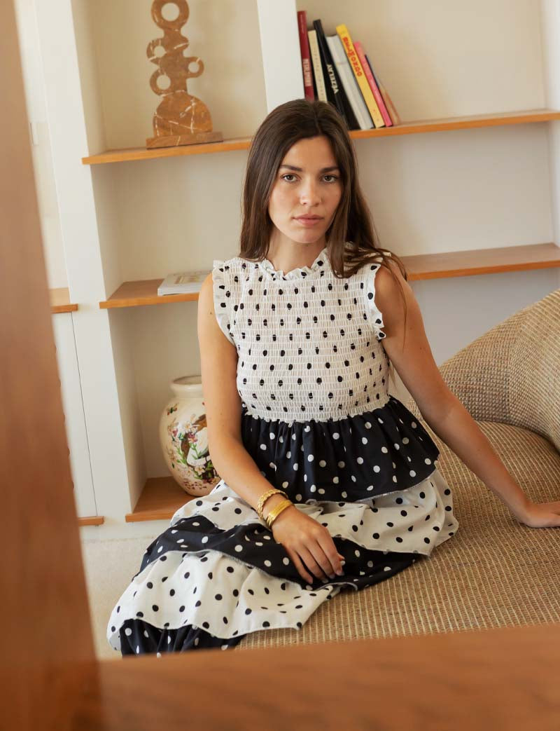 White and black polka dot Martim dress