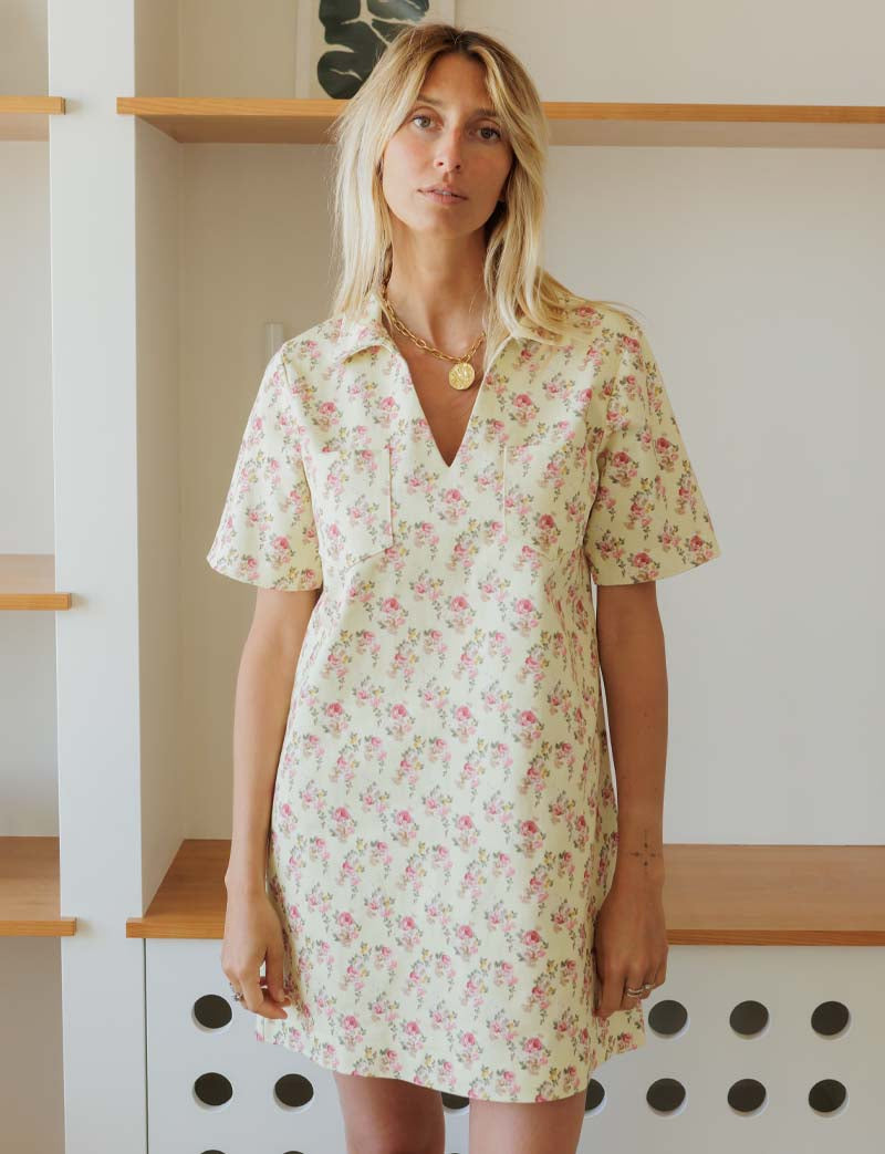 Robe jaune fleurie Monett