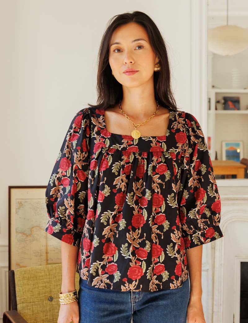 Black floral Tizia blouse