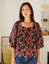 Blouse noire fleurie Tizia