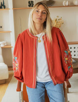 Veste terracotta brodée Nash