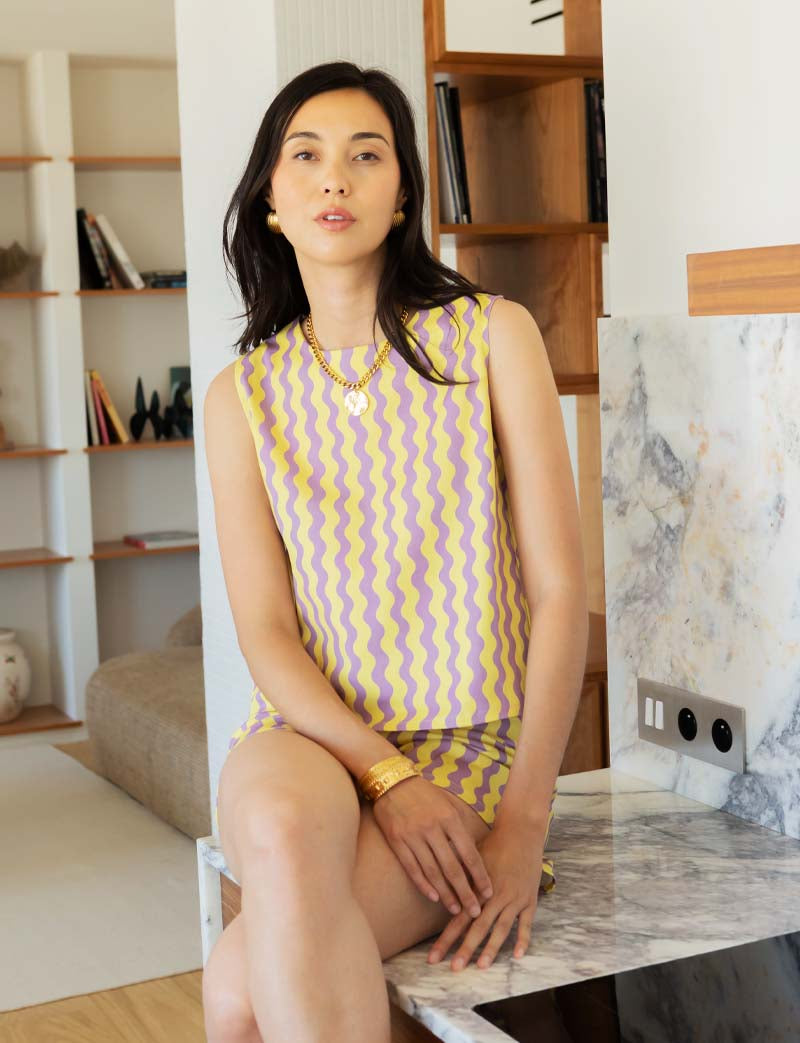 Top jaune & lilas Ansa