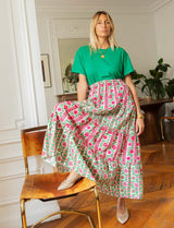 Jupe rose & verte fleurie Josy