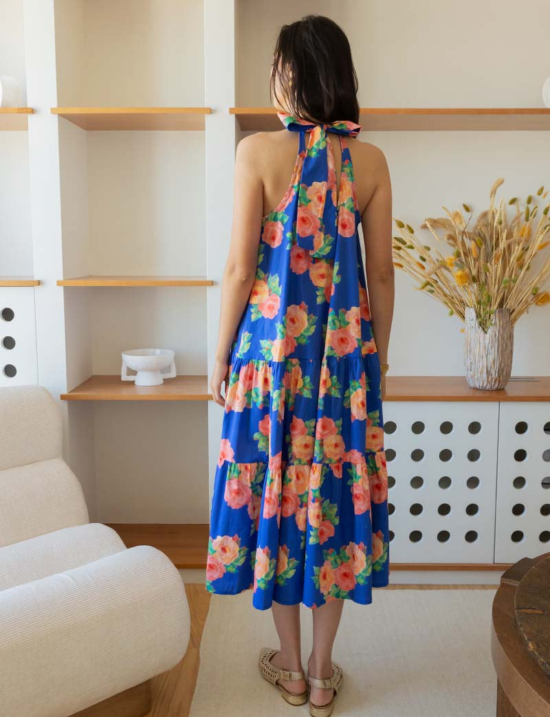 Robe bleue fleurie Sidy
