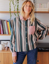 Chemise verte & rose Shimo