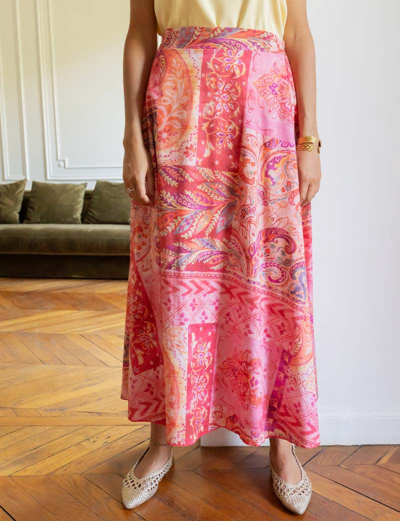 Falda patchwork rosa Yvelle