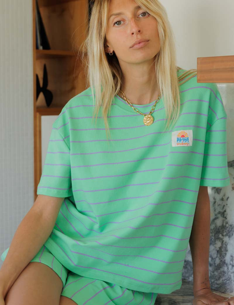 T-shirt vert & violet Beach Vibes