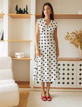 Robe blanche à pois noirs Novy