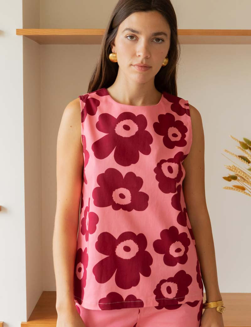 Top rose & fleurs bordeaux Tivo