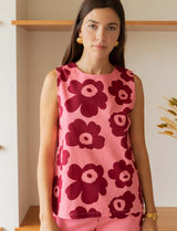Top rose & fleurs bordeaux Tivo