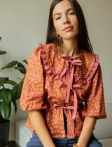 Blouse blush & camel Dafné