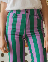 Jean à rayures violettes & vertes Roby