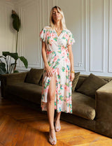 Robe écrue fleurie Hasina