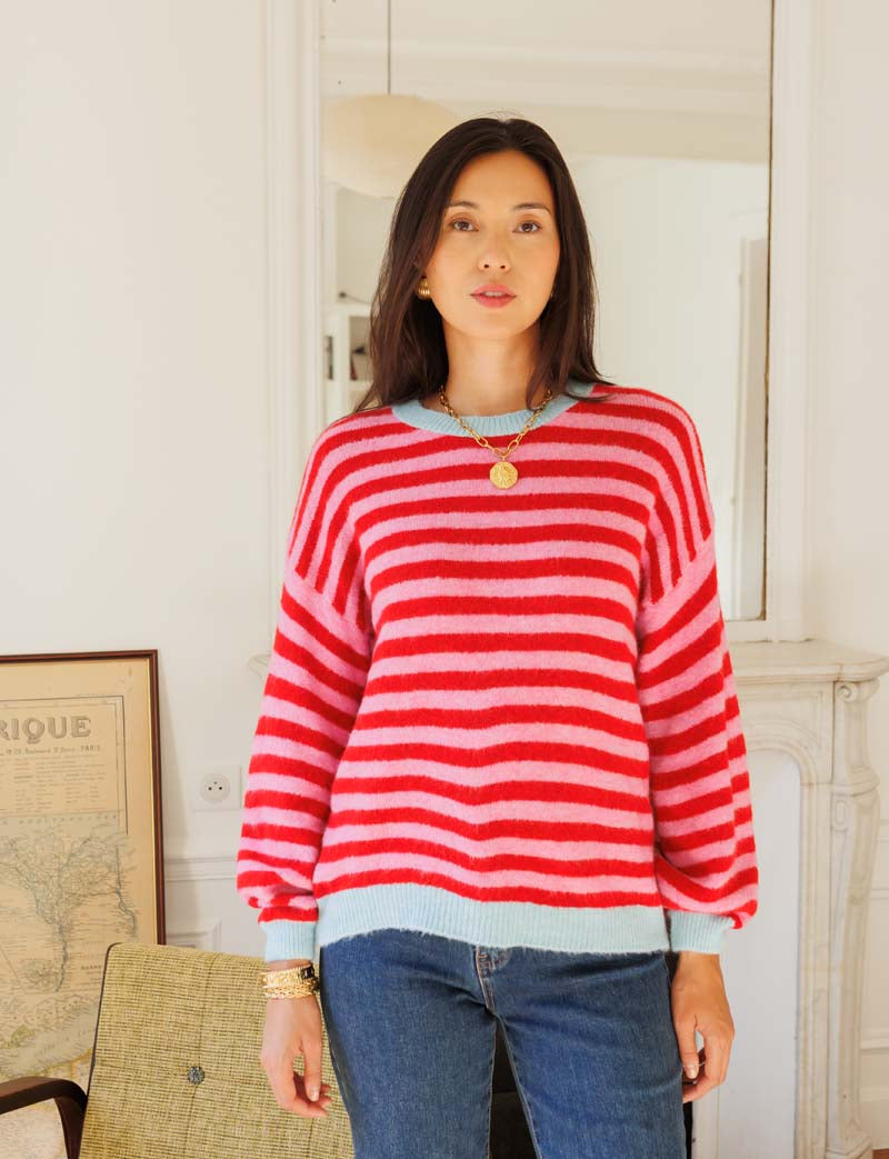 Sudadera Mendi rosa, rojo y celeste