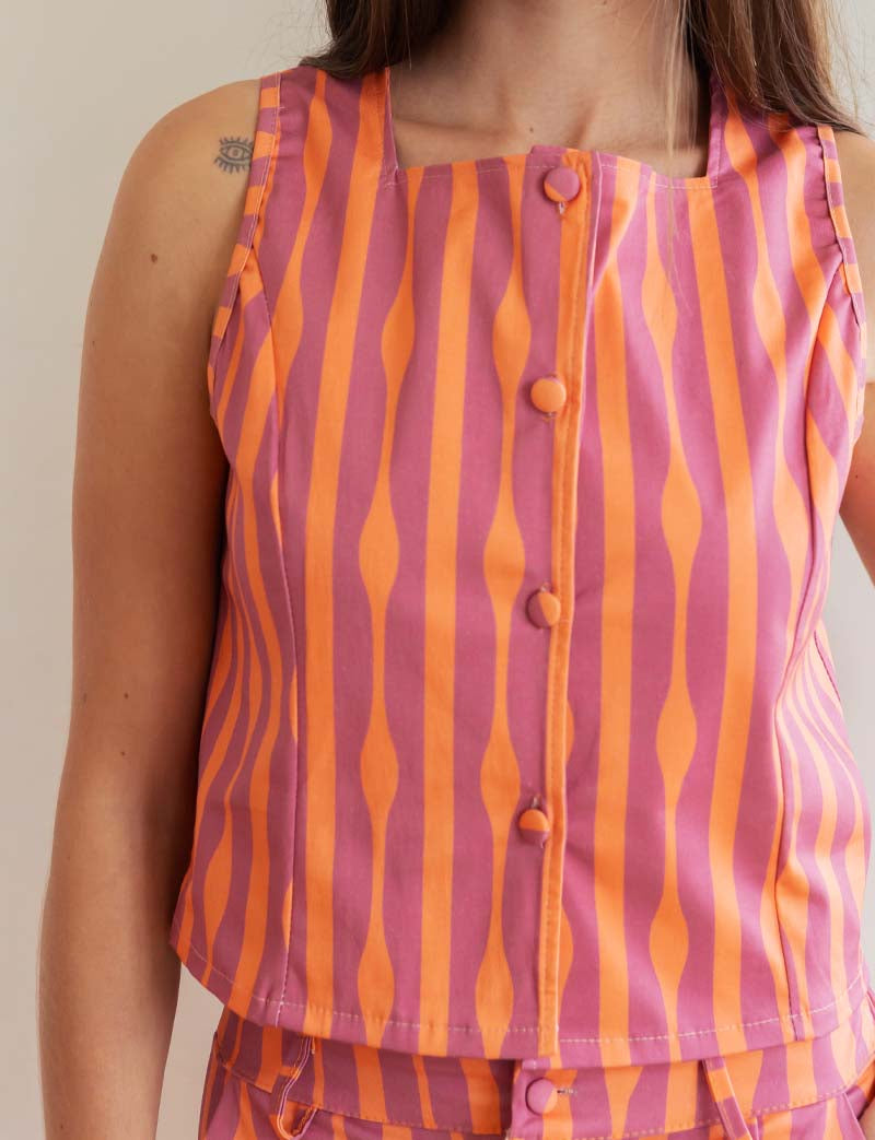 Top orange & violet Clarita