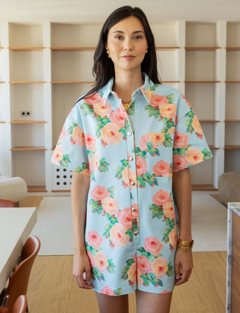 Floral sky blue romper Laga