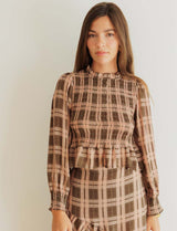 Blouse à carreaux rose & olive Palomy