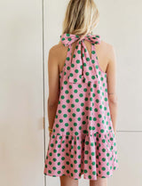 Pink dress with green polka dots Rosia